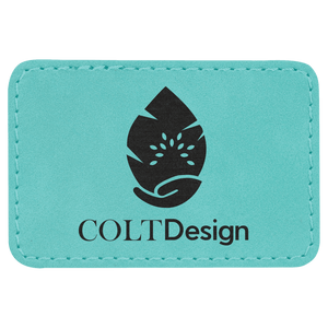 Teal 3" x 2" Laserable Leatherette Rectangle Patch with Kota Pro Adhesive