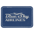 3" x 2" Blue/Silver Rectangle Patch Laserable Leatherette with Kota Pro Adhesive