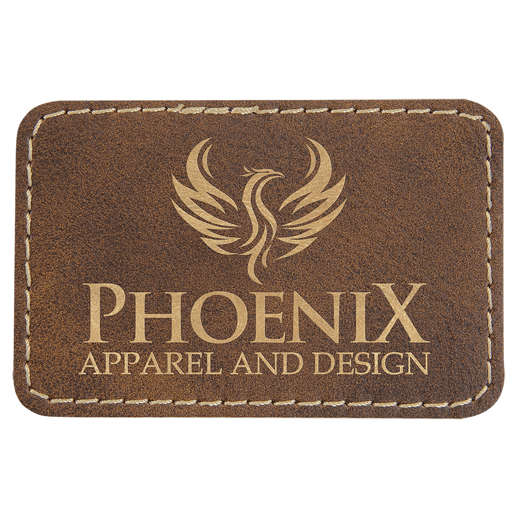Rustic/Gold 3" x 2" Laserable Leatherette Rectangle Patch with Kota Pro Adhesive