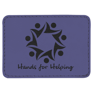 Purple 3 1/2" x 2 1/2" Rectangle Laserable Leatherette Patch with Adhesive