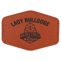 3 1/2" x 2 1/2" Hex Basketball Laserable Leatherette Patch with Adhesive