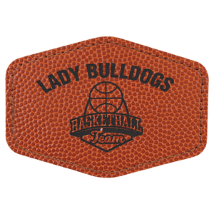 Basketball 3 1/2" x 2 1/2" Hex Laserable Leatherette Patch with Adhesive