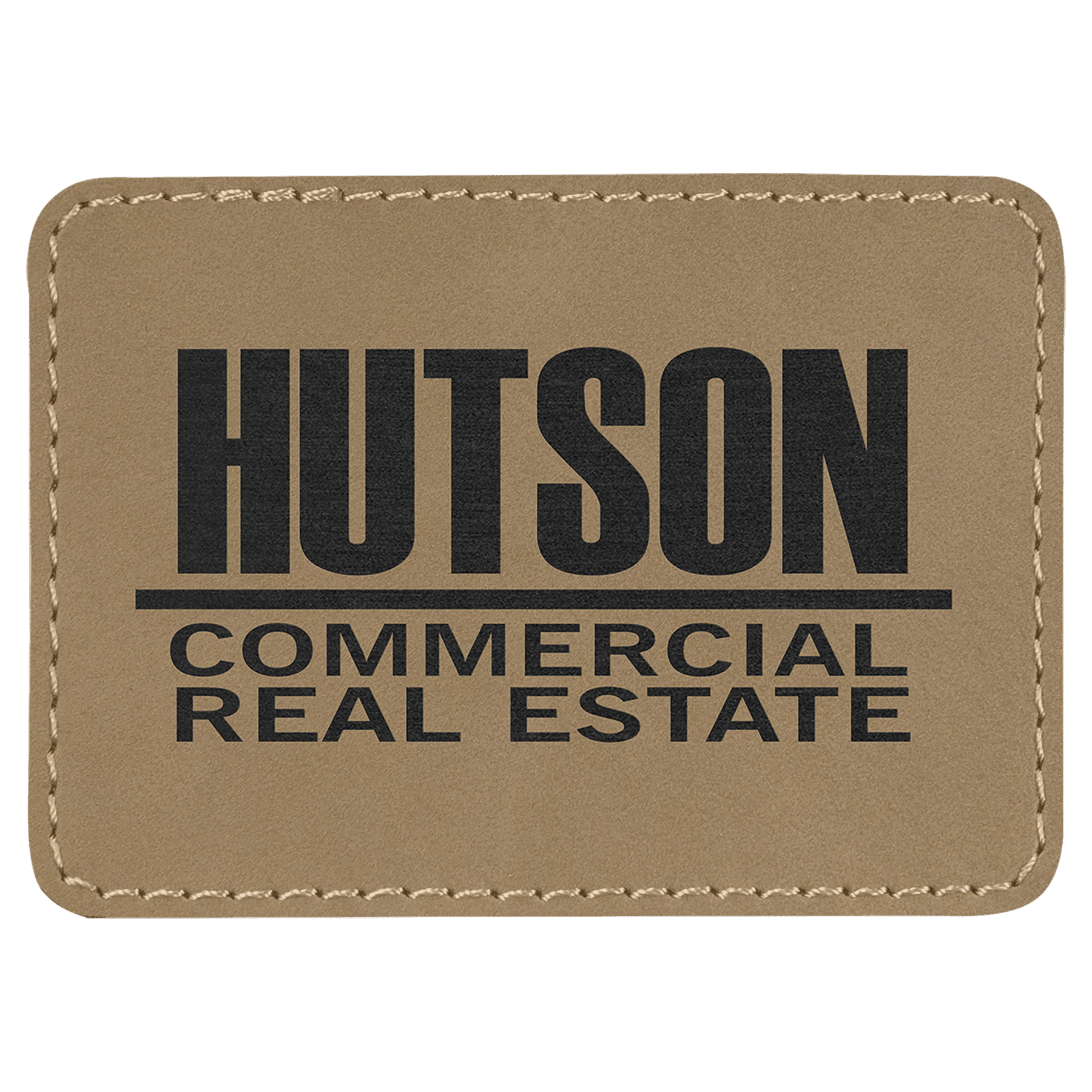Light Brown 3 1/2" x 2 1/2" Laserable Leatherette Rectangle Patch with Kota Pro Adhesive