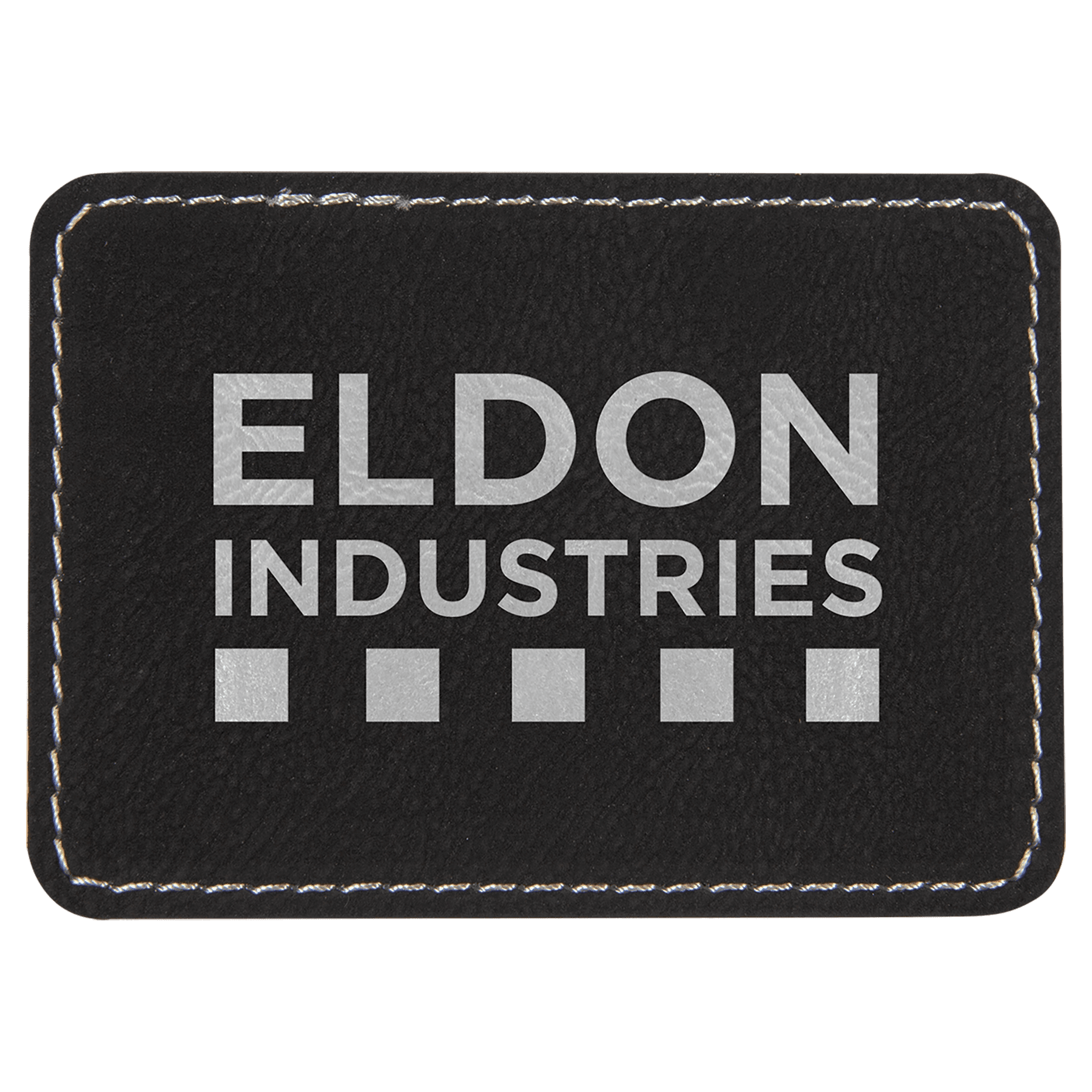 Black/Silver 3 1/2" x 2 1/2" Laserable Leatherette Rectangle Patch with Kota Pro Adhesive