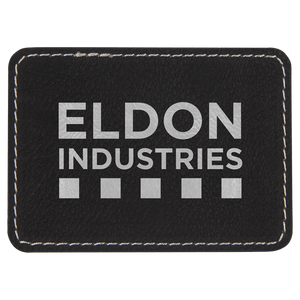 Black/Silver 3 1/2" x 2 1/2" Laserable Leatherette Rectangle Patch with Kota Pro Adhesive