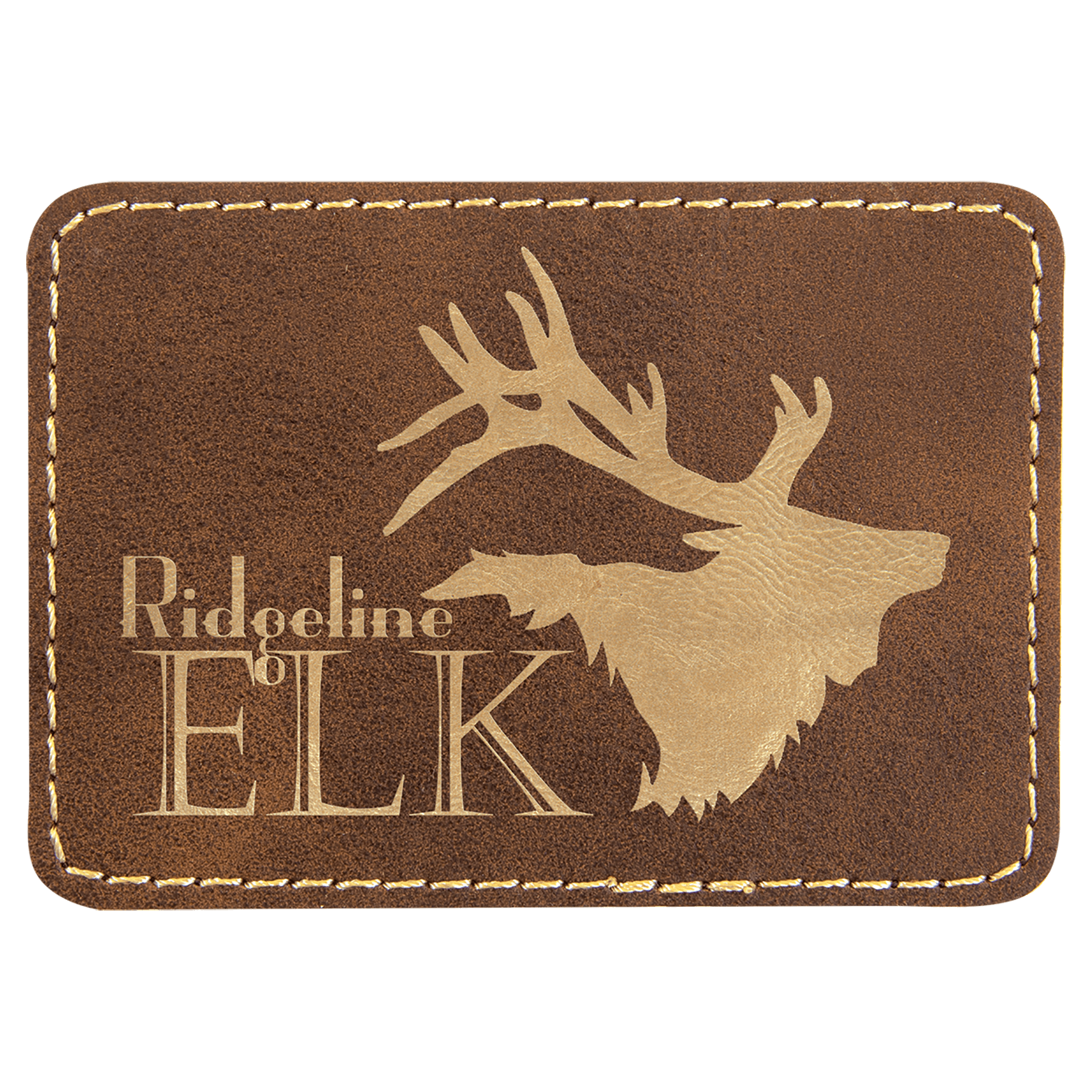 Rustic/Gold 3 1/2" x 2 1/2" Laserable Leatherette Rectangle Patch with Kota Pro Adhesive
