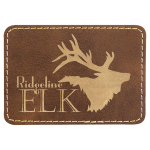Rustic/Gold 3 1/2" x 2 1/2" Laserable Leatherette Rectangle Patch with Kota Pro Adhesive