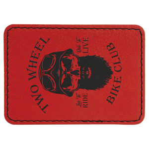Red 3 1/2" x 2 1/2" Laserable Leatherette Rectangle Patch with Kota Pro Adhesive