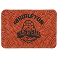 Basketball 3 1/2" x 2 1/2" Laserable Leatherette Rectangle Patch with Kota Pro Adhesive
