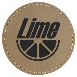 Light Brown 2 1/2" Round Laserable Leatherette Patch with Adhesive