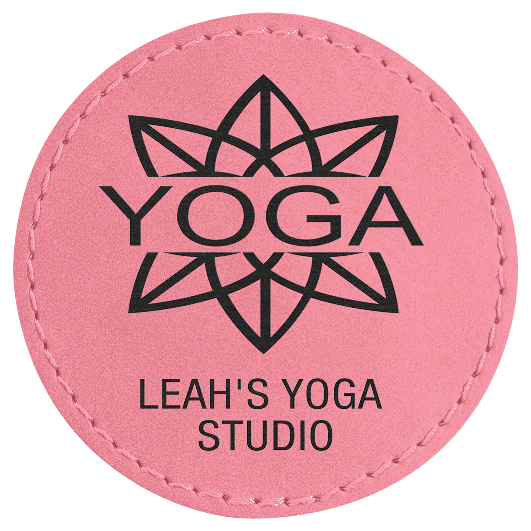 Pink 2 1/2" Round Laserable Leatherette Patch with Adhesive