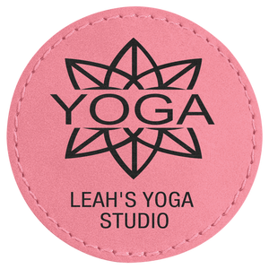 Pink 2 1/2" Round Laserable Leatherette Patch with Adhesive