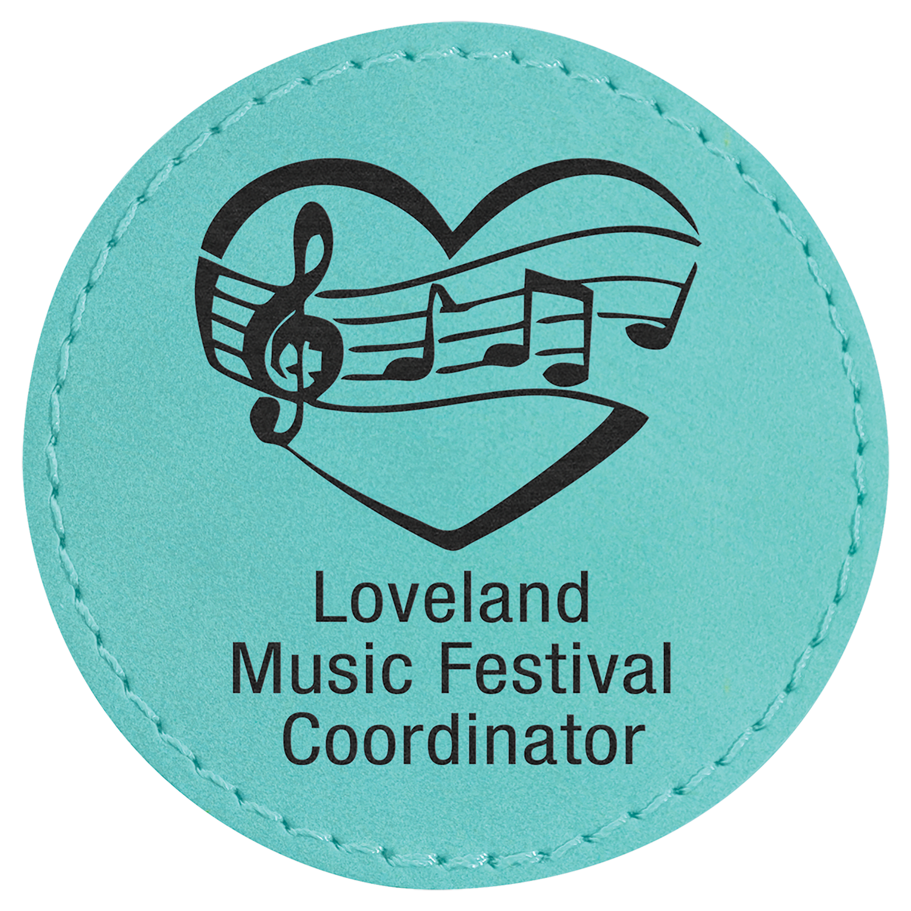 Teal 2 1/2" Round Laserable Leatherette Patch with Adhesive