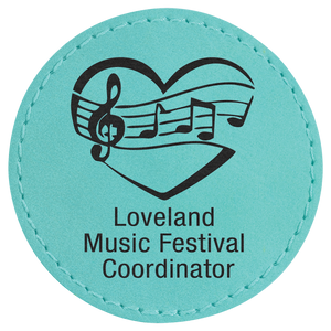 Teal 2 1/2" Round Laserable Leatherette Patch with Adhesive