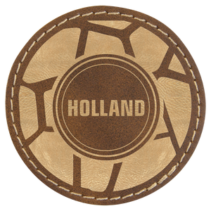 Rustic/Gold 2 1/2" Round Laserable Leatherette Patch with Adhesive