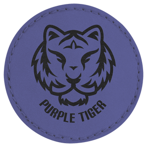 Purple 2 1/2" Round Laserable Leatherette Patch with Adhesive