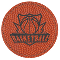 2 1/2" Round Basketball Laserable Leatherette Patch with Adhesive