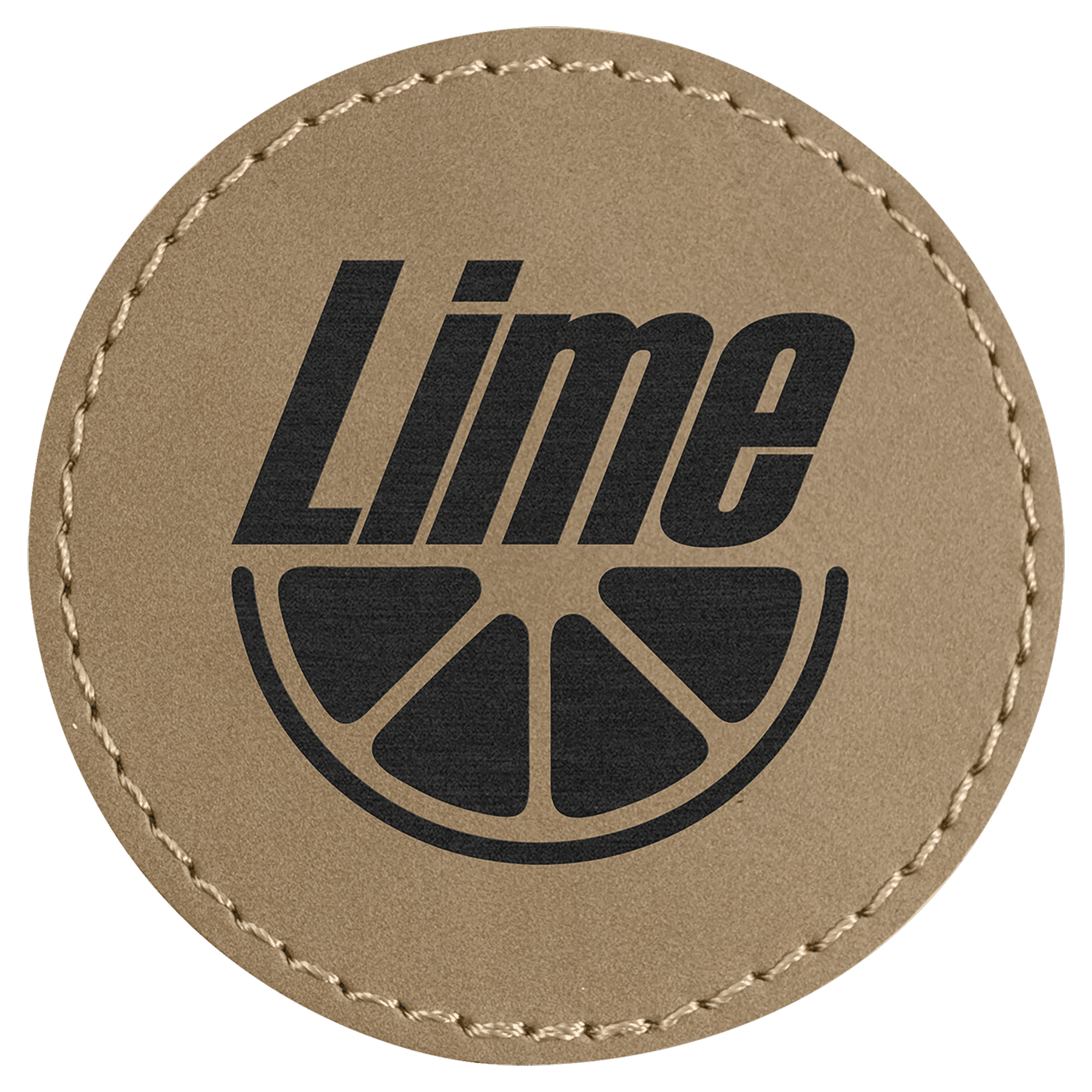 Light Brown 2 1/2" Laserable Leatherette Round Patch with Kota Pro Adhesive