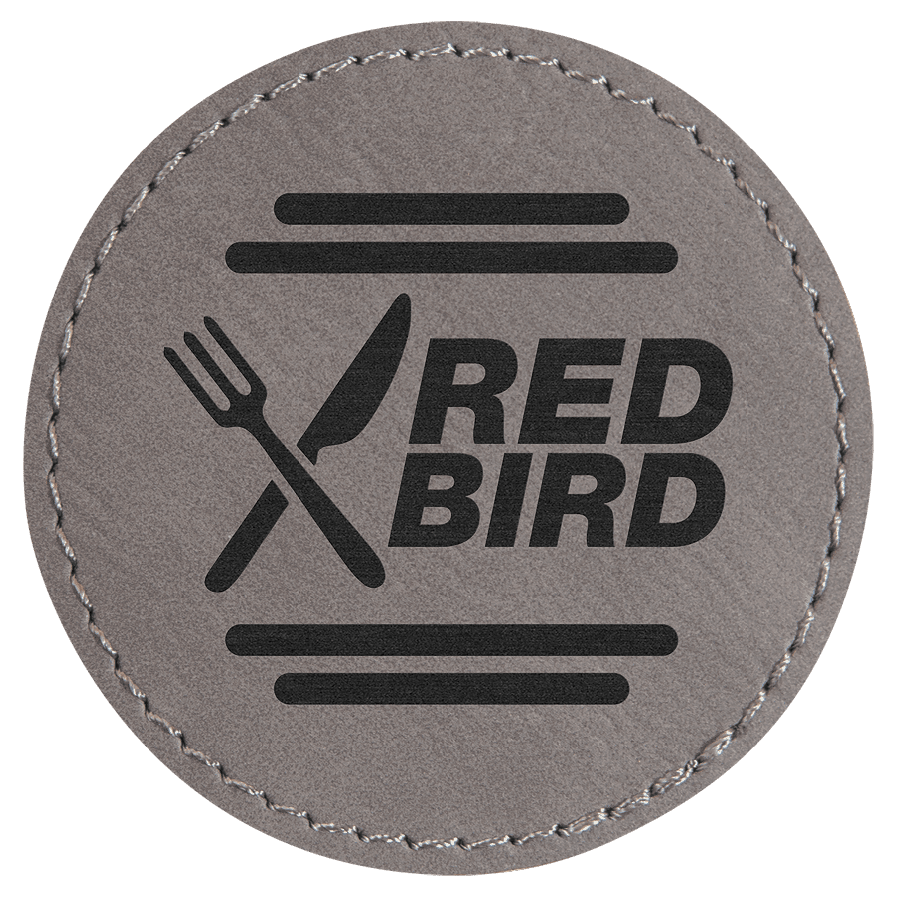 Gray 2 1/2" Laserable Leatherette Round Patch with Kota Pro Adhesive