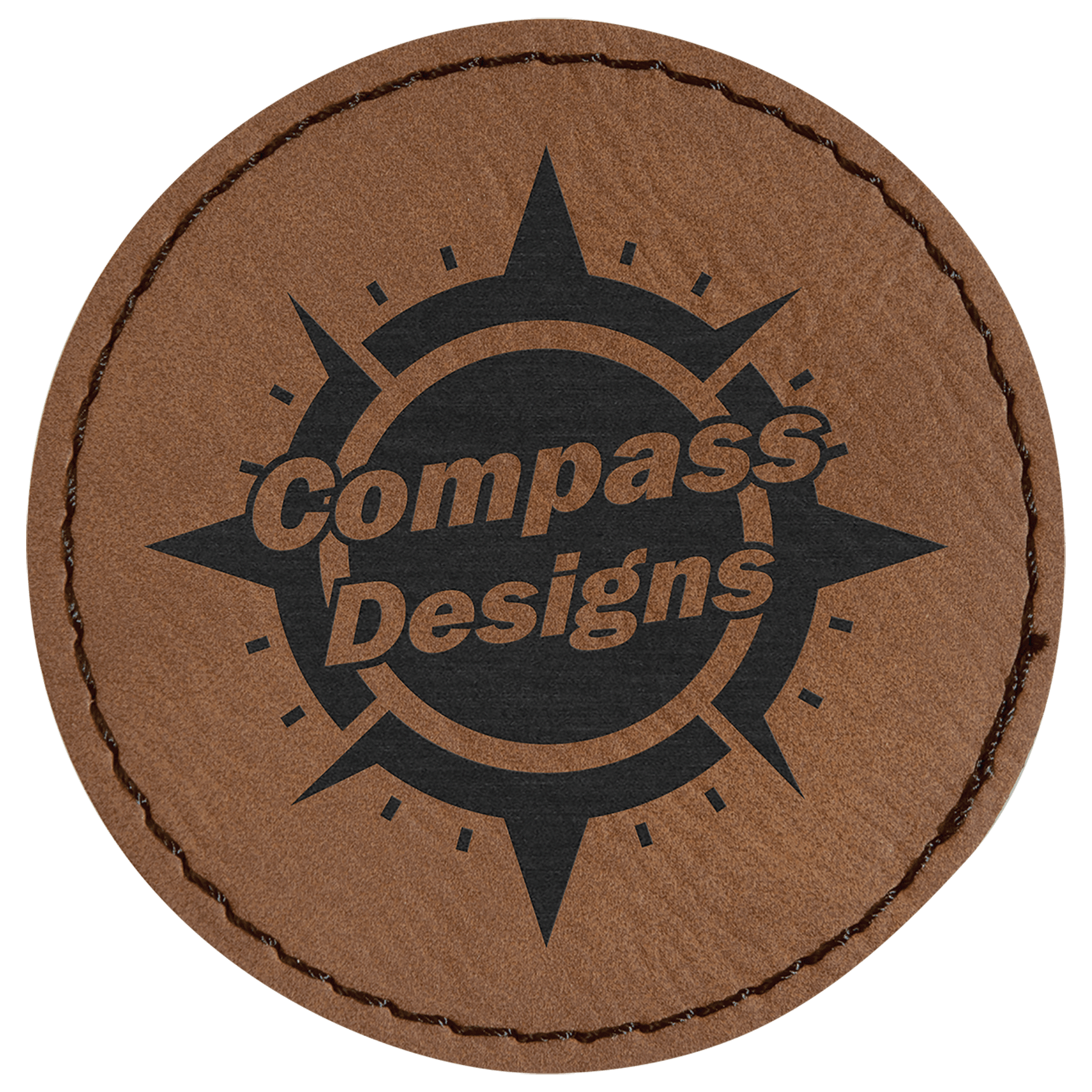 Dark Brown 2 1/2" Laserable Leatherette Round Patch with Kota Pro Adhesive