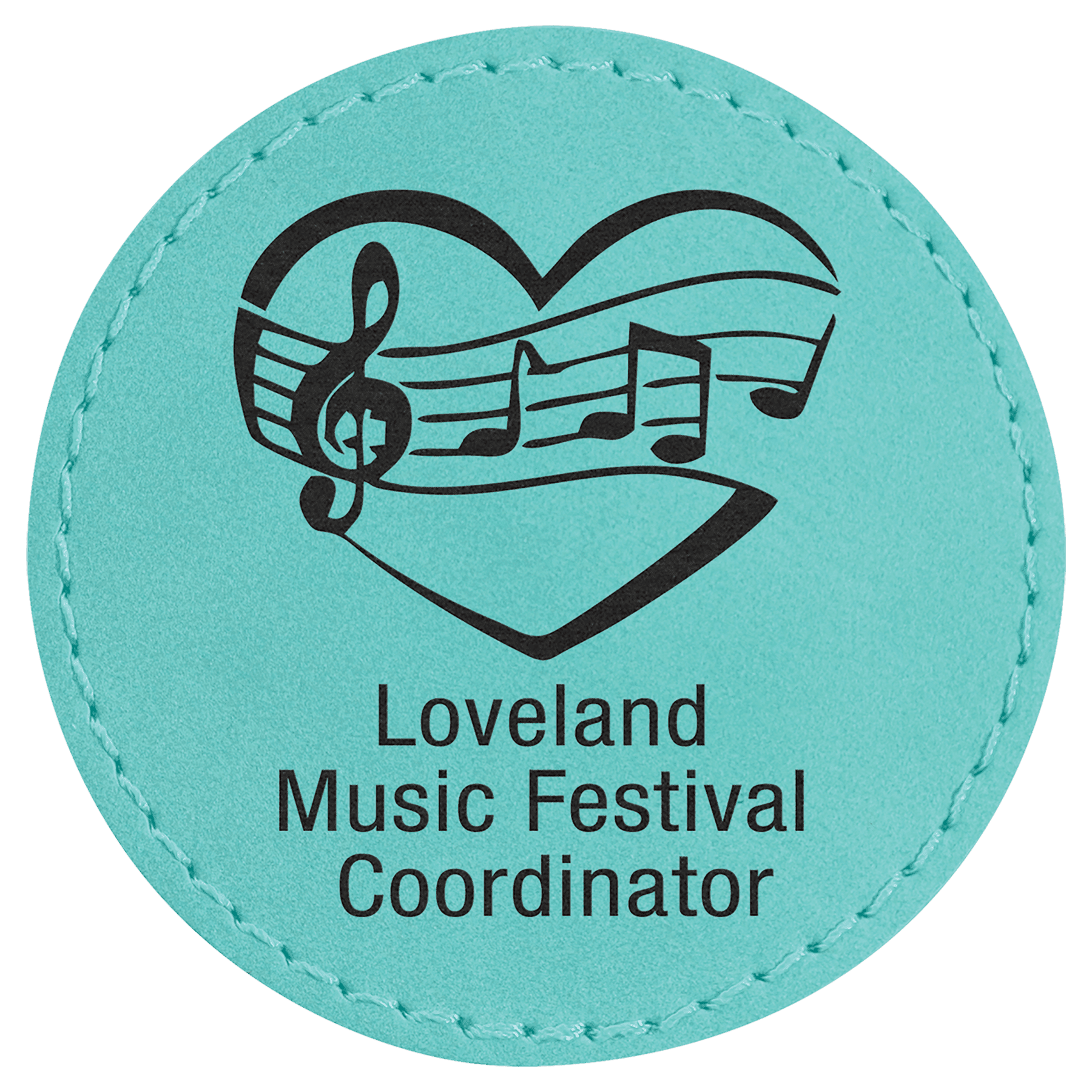 Teal 2 1/2" Laserable Leatherette Round Patch with Kota Pro Adhesive
