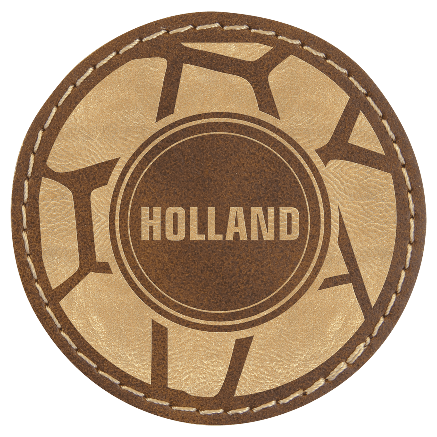 Rustic/Gold 2 1/2" Laserable Leatherette Round Patch with Kota Pro Adhesive