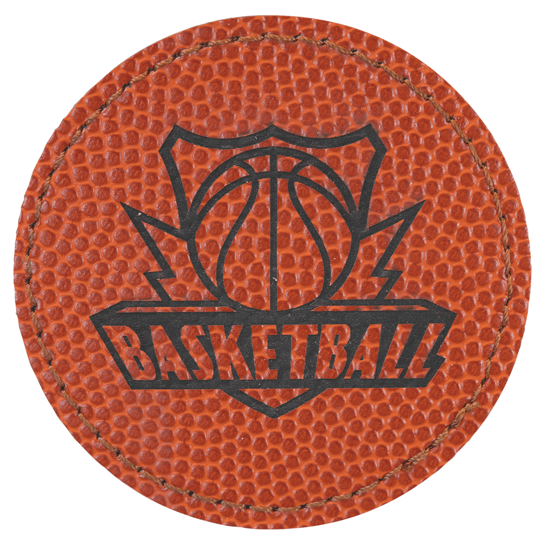 Basketball 2 1/2" Laserable Leatherette Round Patch with Kota Pro Adhesive