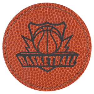 Basketball 2 1/2" Laserable Leatherette Round Patch with Kota Pro Adhesive