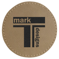 Light Brown 3" Round Laserable Leatherette Patch with Adhesive