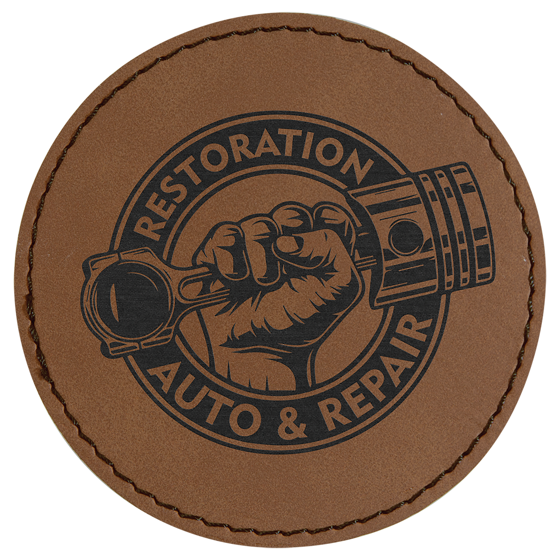 3" Round Laserable Leatherette Patch with Adhesive