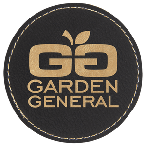 Black/Gold 3" Round Laserable Leatherette Patch with Adhesive