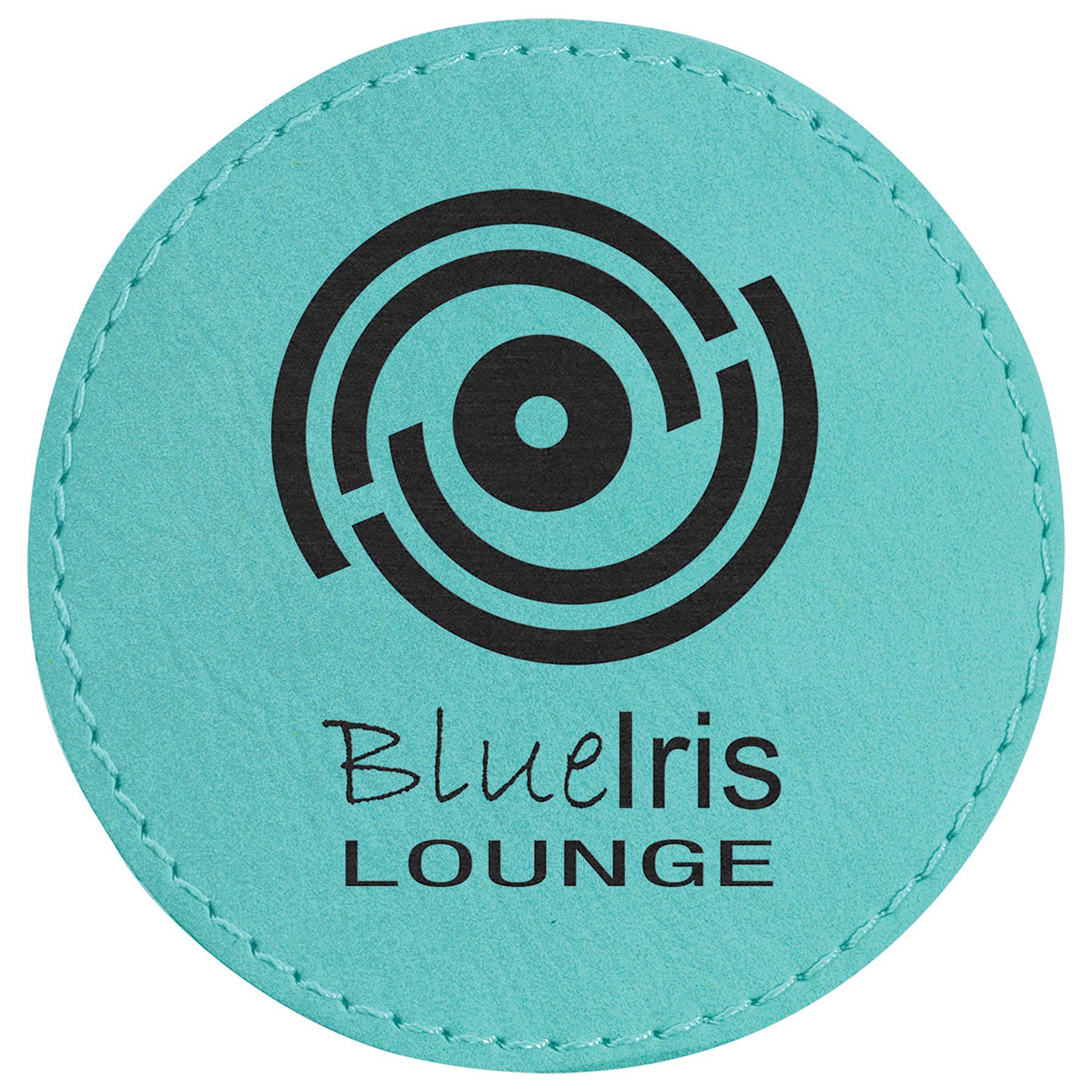 Teal 3" Round Laserable Leatherette Patch with Adhesive