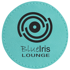 Teal 3" Round Laserable Leatherette Patch with Adhesive