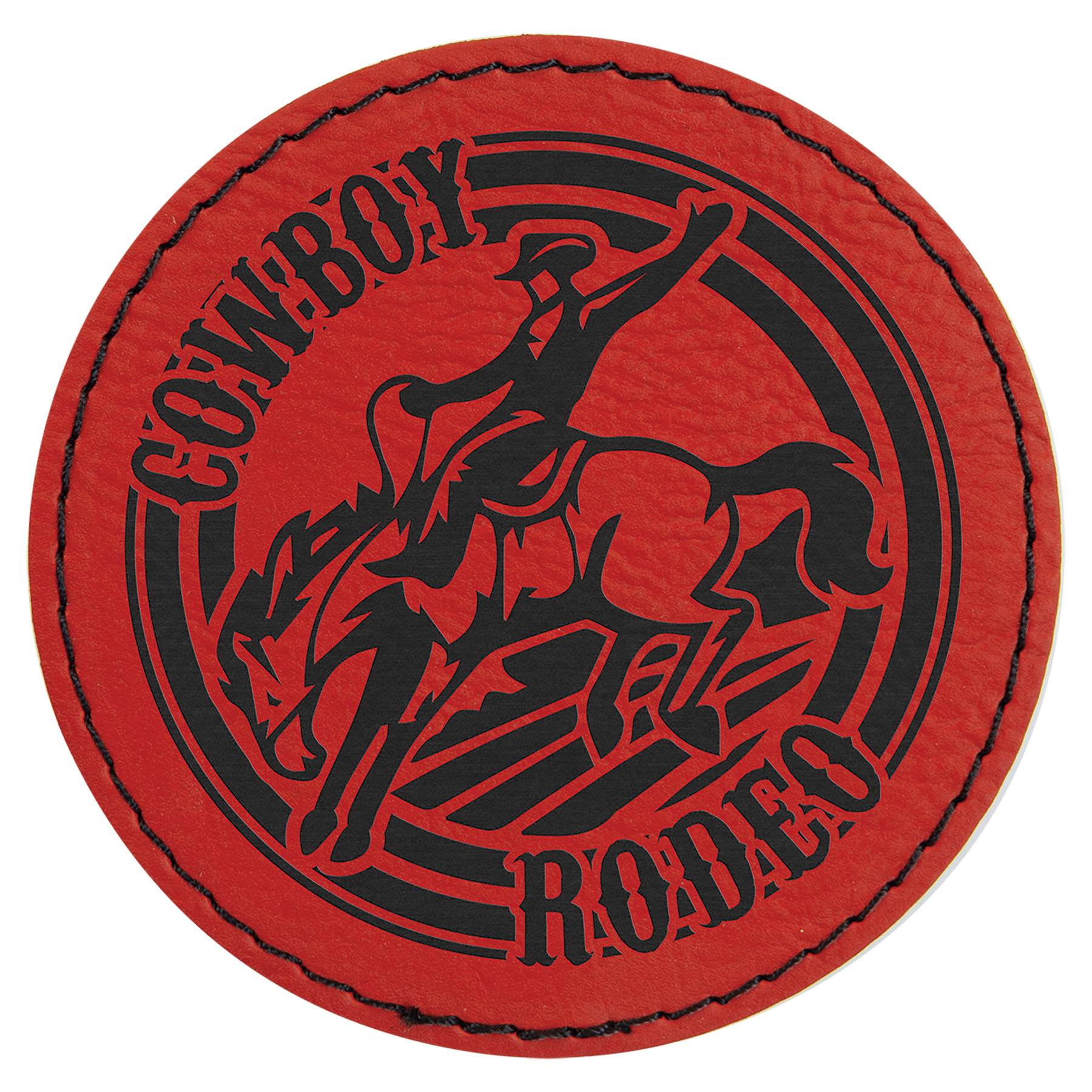 Red 3" Round Laserable Leatherette Patch with Adhesive