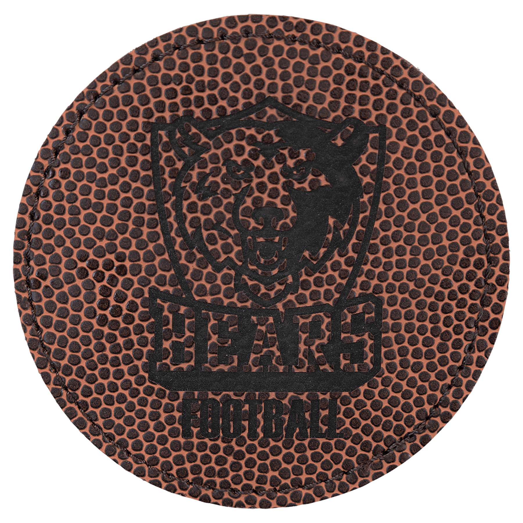 Football 3" Round Laserable Leatherette Patch with Adhesive