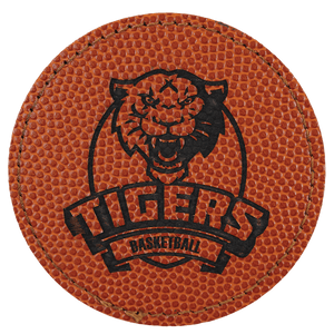 Basketball 3" Round Laserable Leatherette Patch with Adhesive
