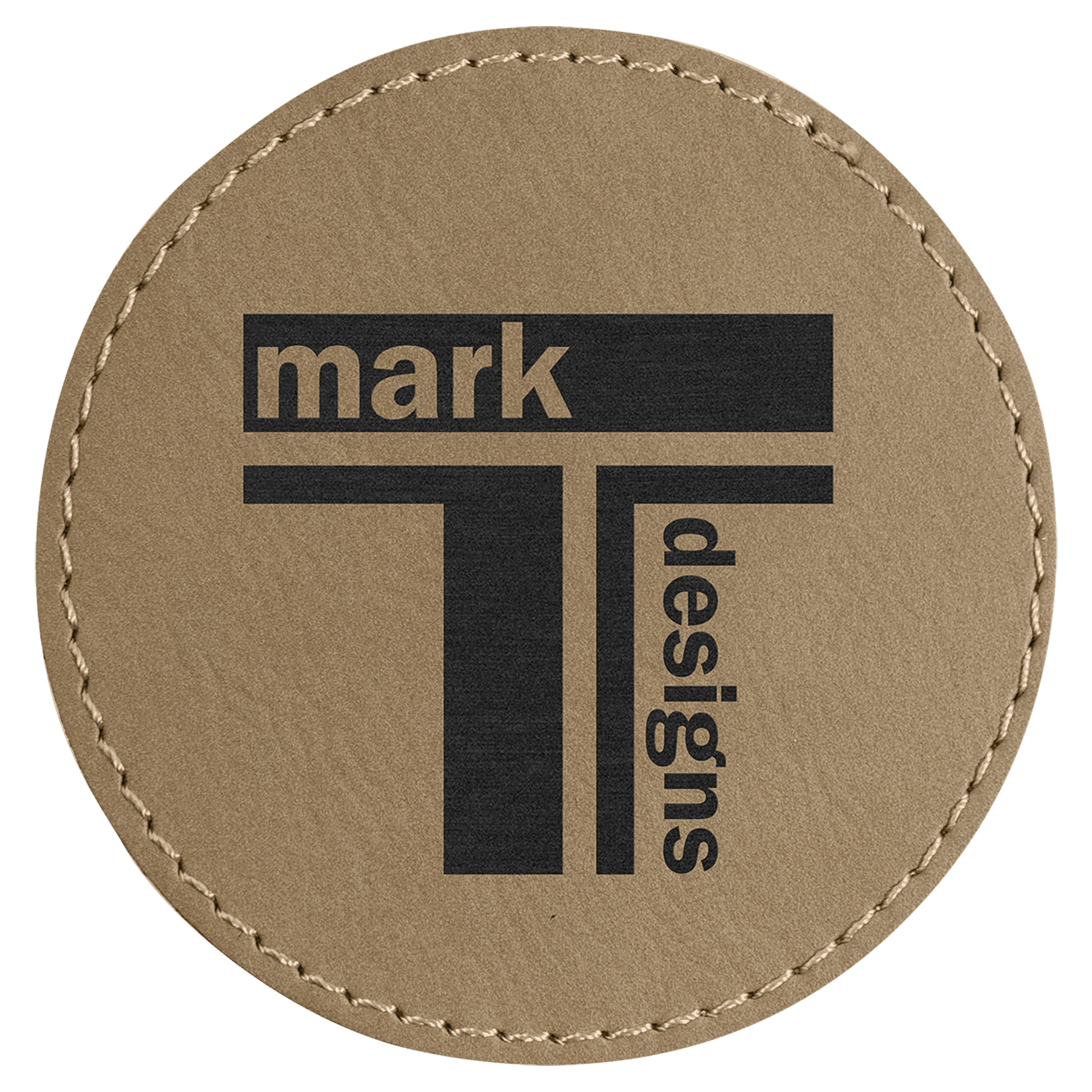 Light Brown 3" Laserable Leatherette Round Patch with Adhesive