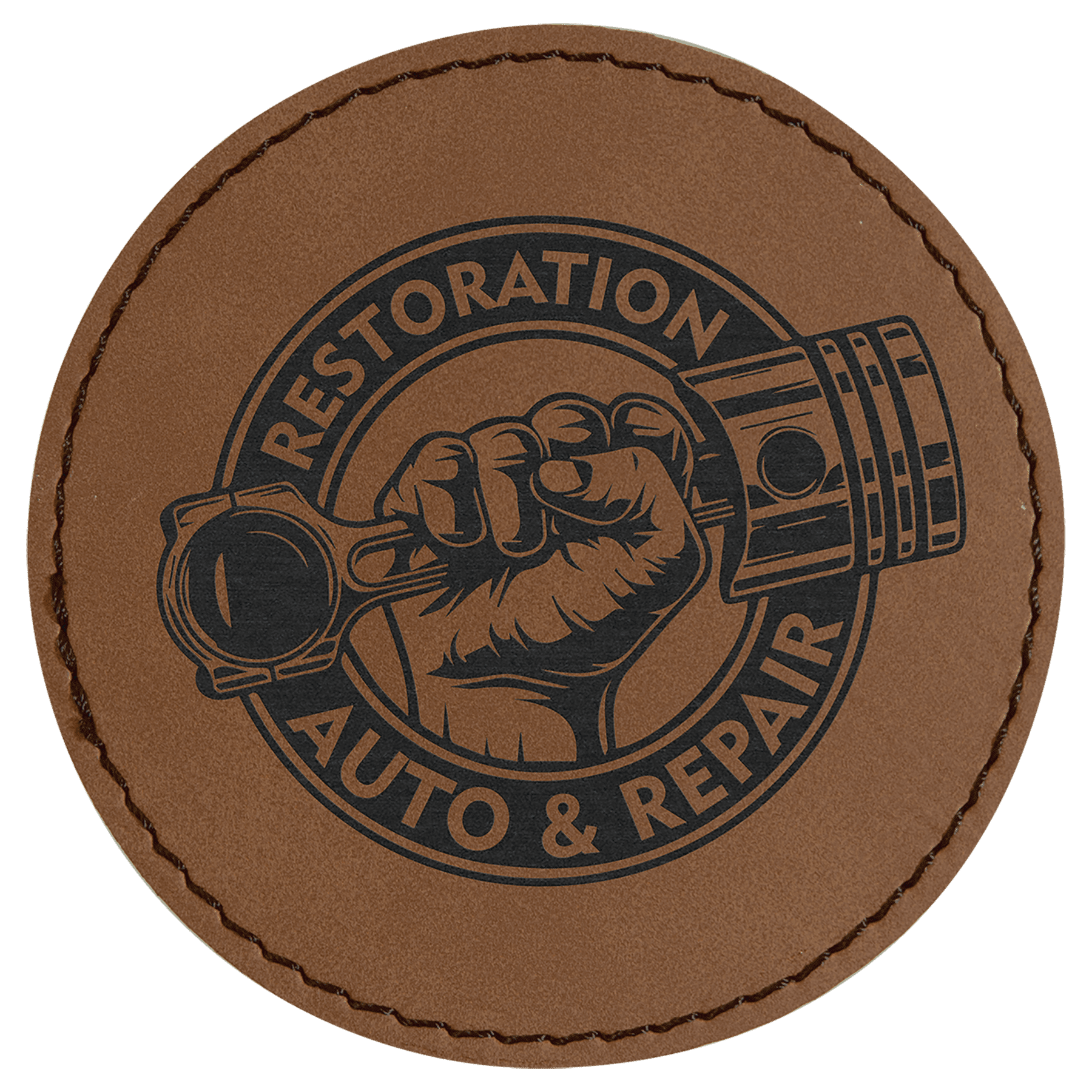 Dark Brown 3" Laserable Leatherette Round Patch with Adhesive