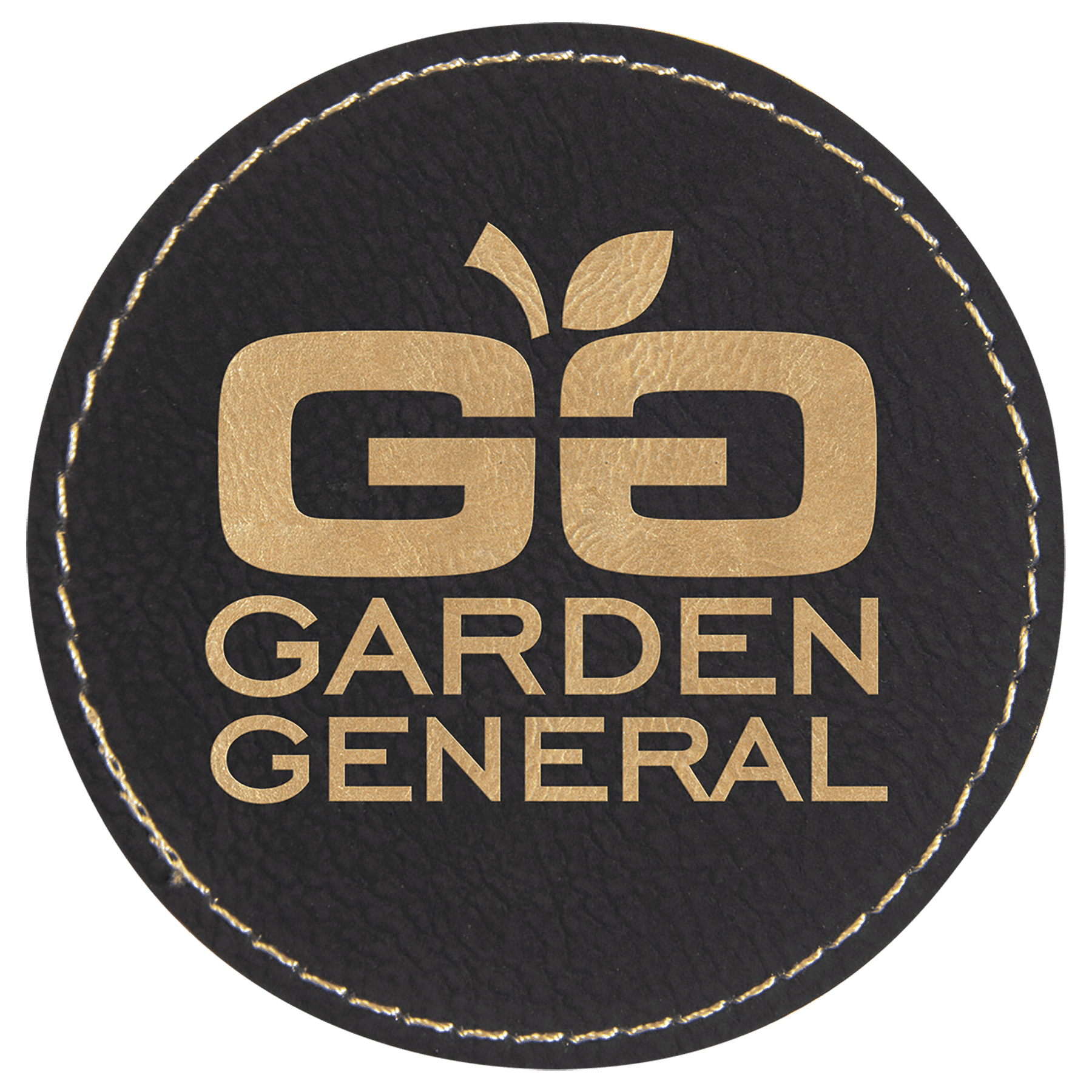 Black/Gold 3" Laserable Leatherette Round Patch with Adhesive
