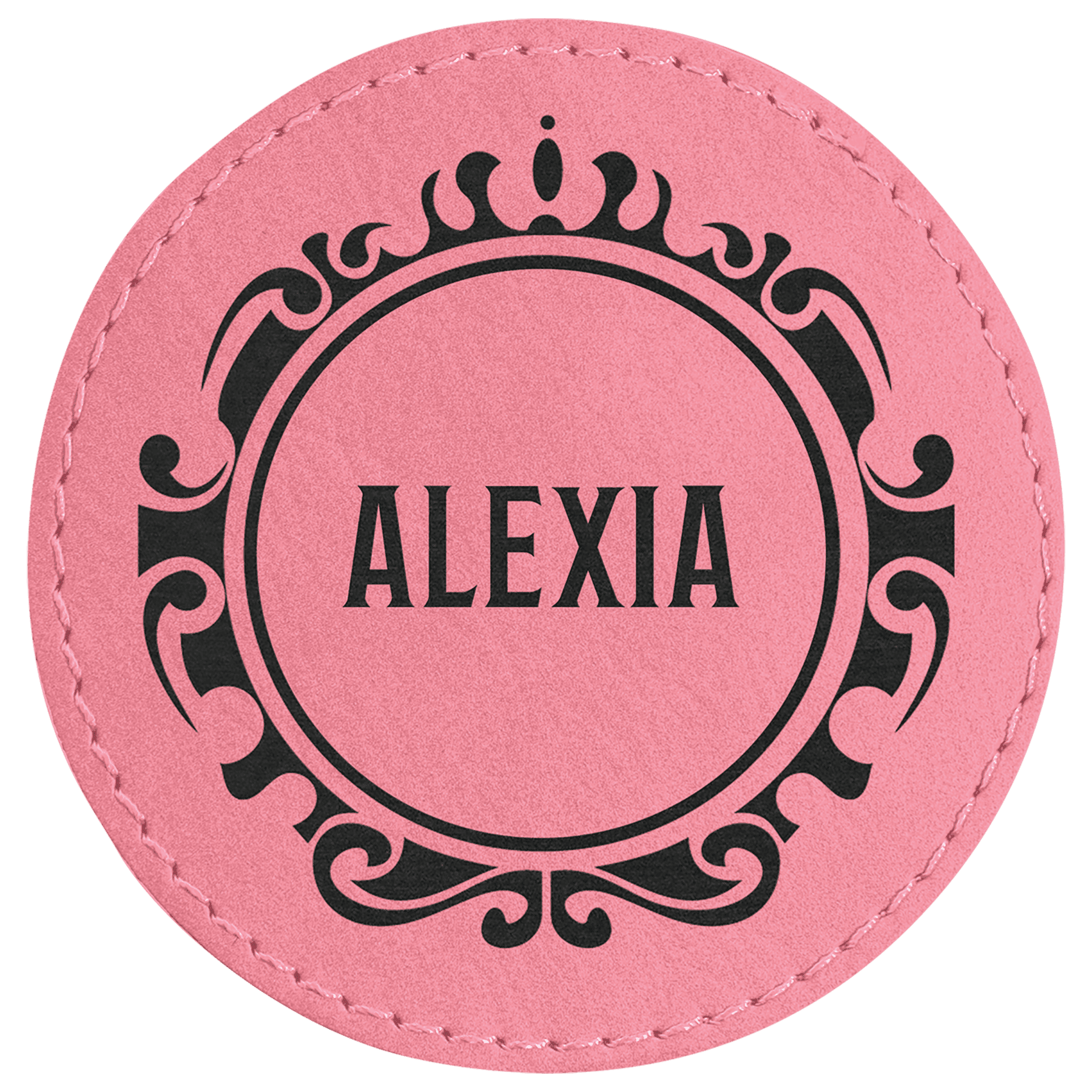 Pink 3" Laserable Leatherette Round Patch with Adhesive