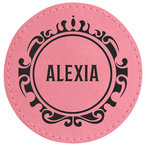 Pink 3" Laserable Leatherette Round Patch with Adhesive