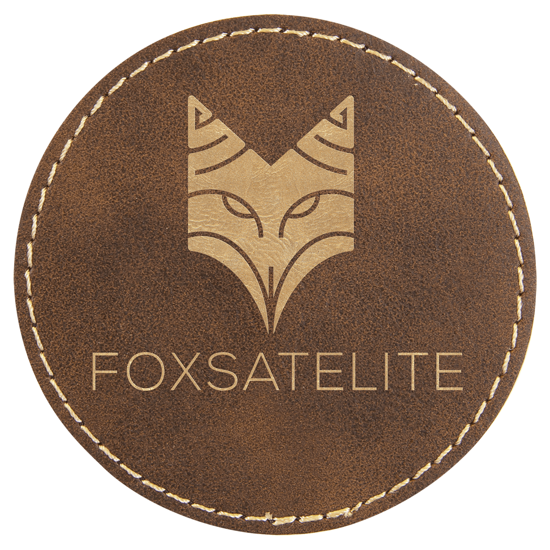 Rustic/Gold 3" Laserable Leatherette Round Patch with Adhesive
