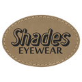 Light Brown 3" x 2" Oval Laserable Leatherette Patch with Adhesive