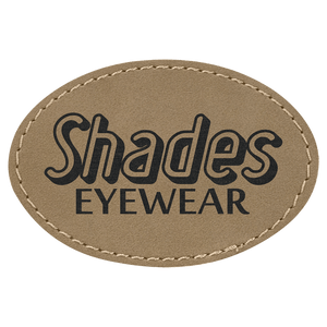 Light Brown 3" x 2" Oval Laserable Leatherette Patch with Adhesive