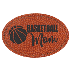 Basketball 3" x 2" Oval Laserable Leatherette Patch with Adhesive