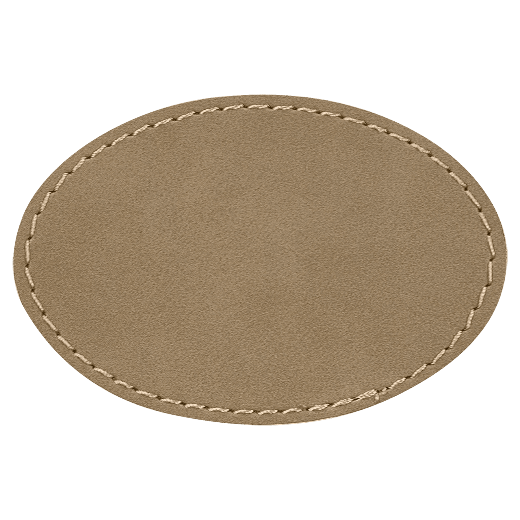 Light Brown 3" x 2" Laserable Leatherette Oval Patch with Kota Pro Adhesive