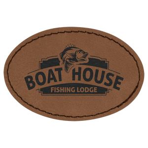 Dark Brown 3" x 2" Laserable Leatherette Oval Patch with Kota Pro Adhesive