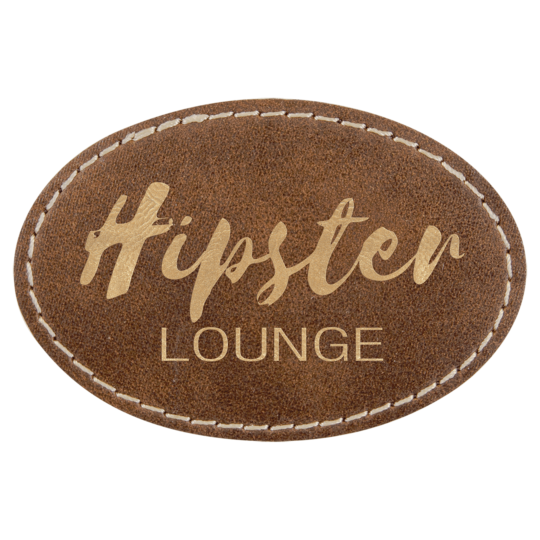 Rustic/Gold 3" x 2" Laserable Leatherette Oval Patch with Kota Pro Adhesive