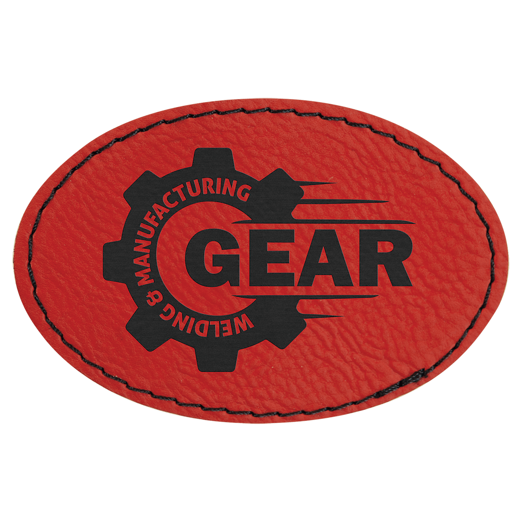 Red 3" x 2" Laserable Leatherette Oval Patch with Kota Pro Adhesive