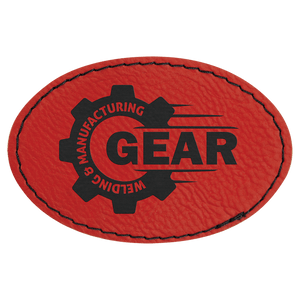 Red 3" x 2" Laserable Leatherette Oval Patch with Kota Pro Adhesive